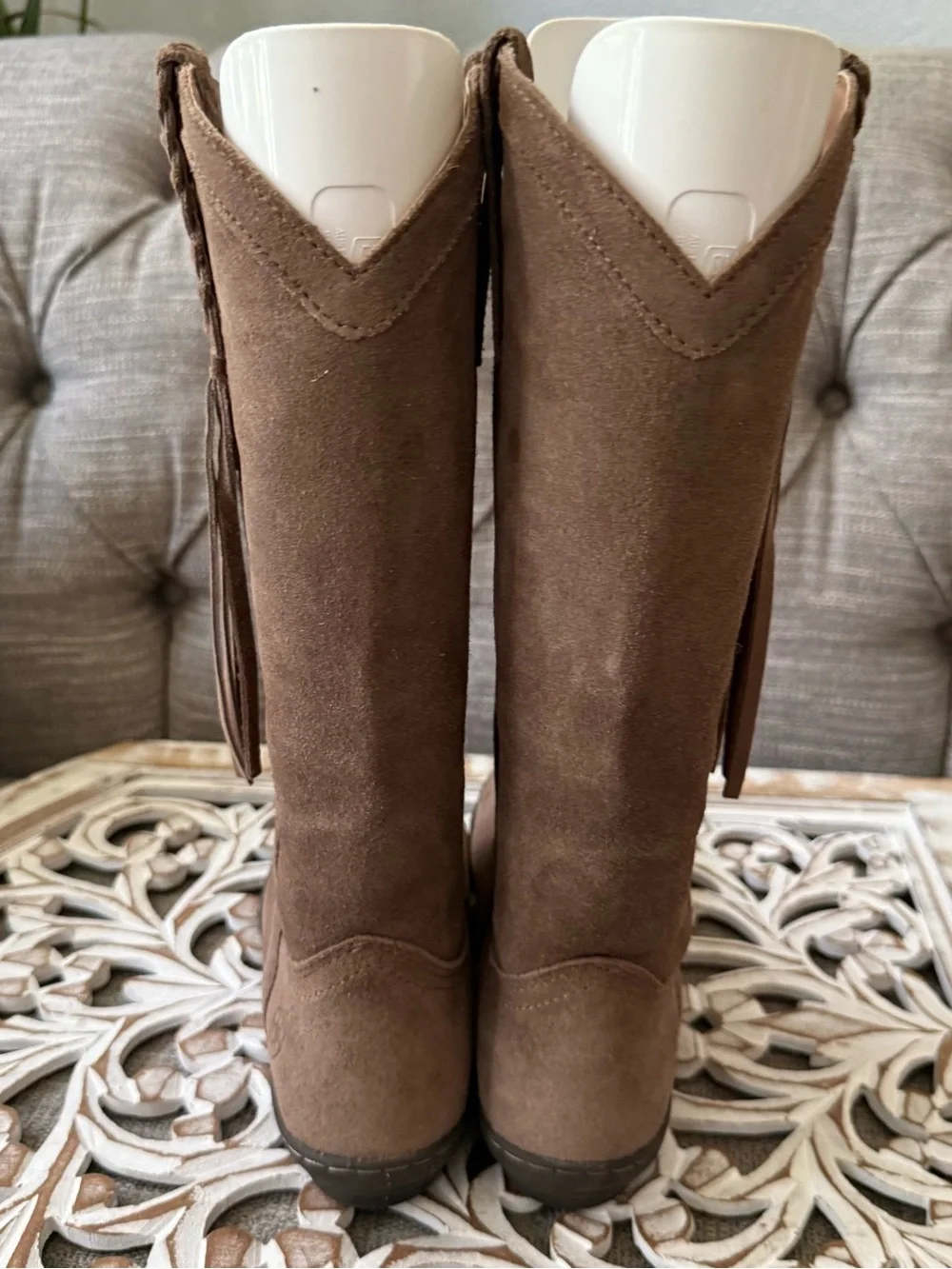 Ariat Brown Suede Leather Fringe Boots Women’s 8